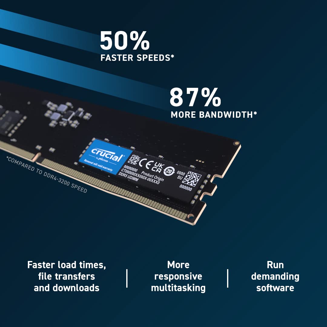 Foto 4 pulgar | Memoria Ram Crucial 32 Gb Ddr5 4800 Mhz Cl40 288 Pines 1.1 V Sin Ecc Udimm - Venta Internacional
