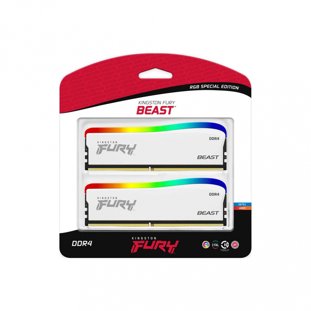 Foto 3 pulgar | Kit Memoria Ram Kingston Fury Beast Rgb Ddr4, 3200mhz, 16gb (2 X 8gb), Non-ecc, Cl16, Xmp