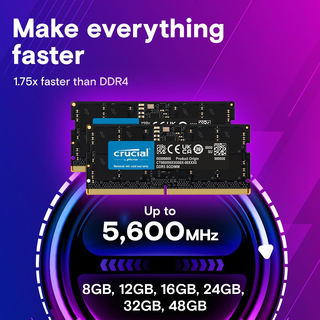 Foto 4 pulgar | Memoria: Ram Crucial, 32 Gb, Ddr5, 4800 Mhz, Cl40, Portátil Ct32g48c40s5 - Venta Internacional.