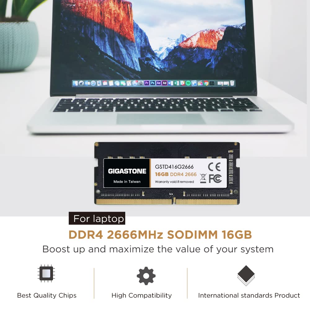 Foto 3 pulgar | Memoria Portátil Ddr4 Ram Gigastone 16 gb 2666 Mhz Sodimm 260 Pines - Venta Internacional