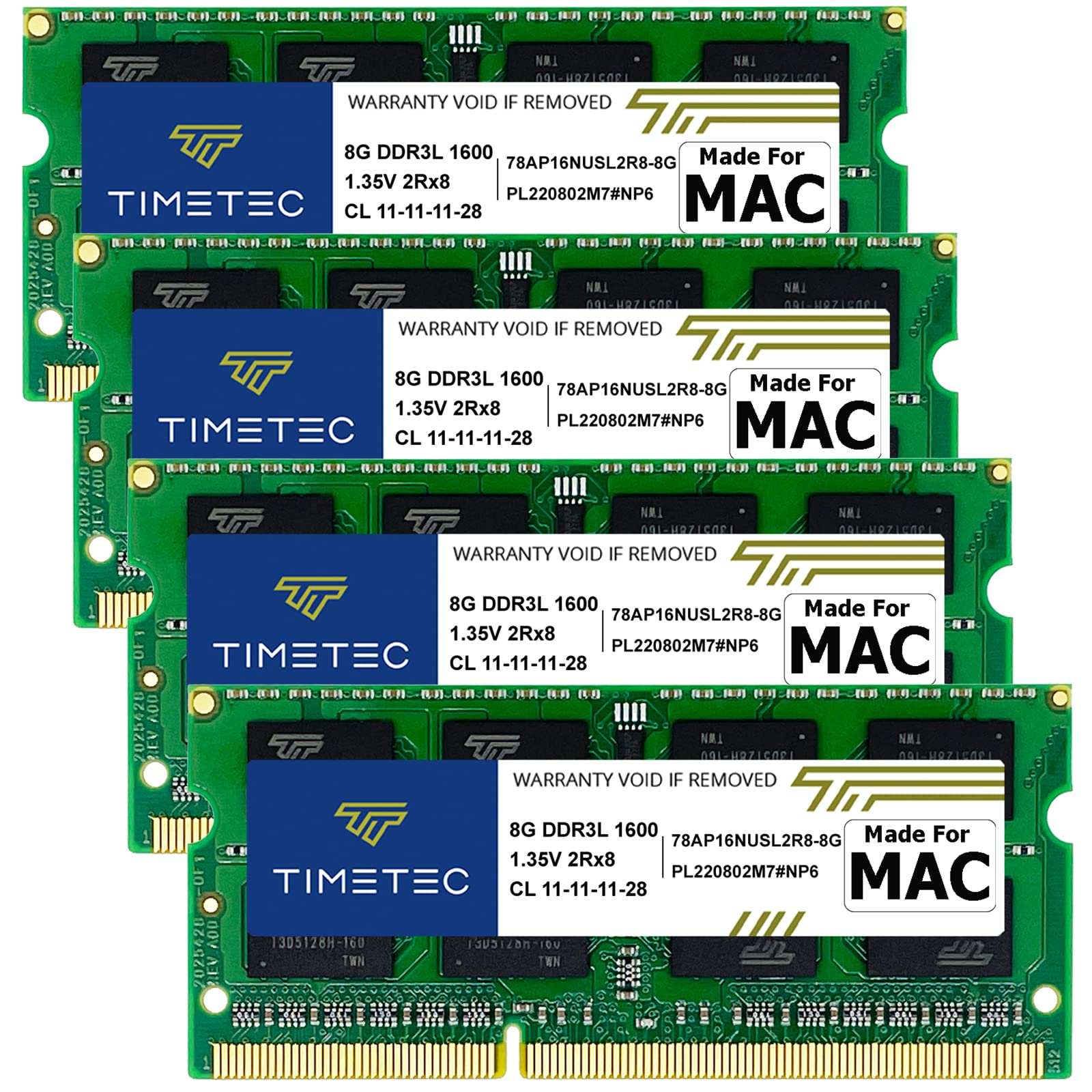 Foto 2 pulgar | Kit de Memoria Timetec de 32 GB (4 x 8 GB) DDR3L 1600 Mhz PC3L-12800 - Venta Internacional