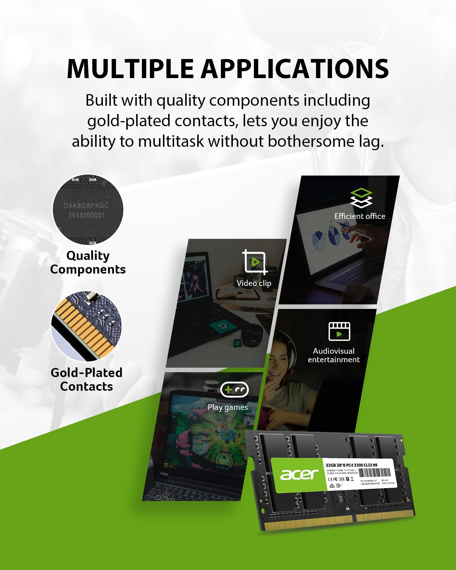 Foto 4 pulgar | Memoria Ram Acer Sd100 32 Gb Ddr4 3200 Mhz Sodimm Pc4-2500 - Venta Internacional.