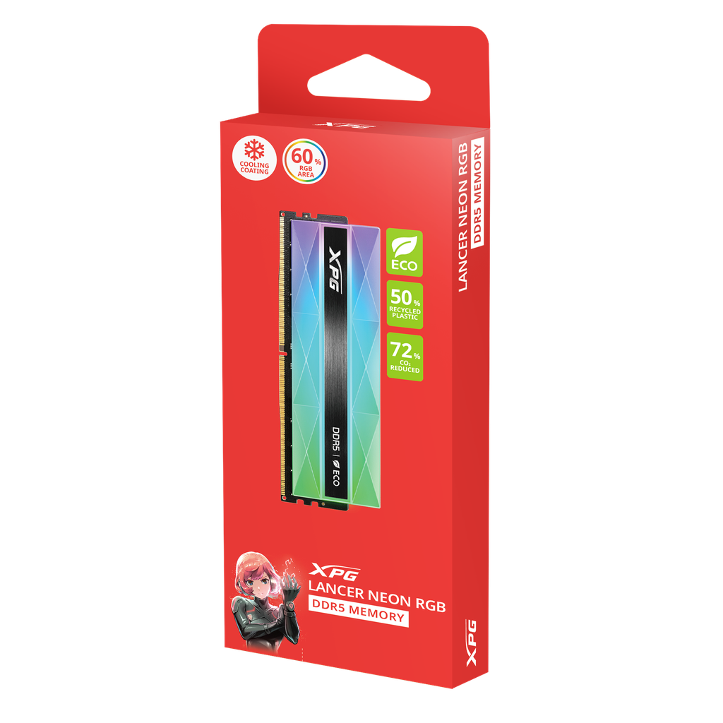 Foto 2 pulgar | Ram Adata Lancer Neon Ddr5 16gb 6800 Negro Rgb Ax5u6800c3416g-clanrsg