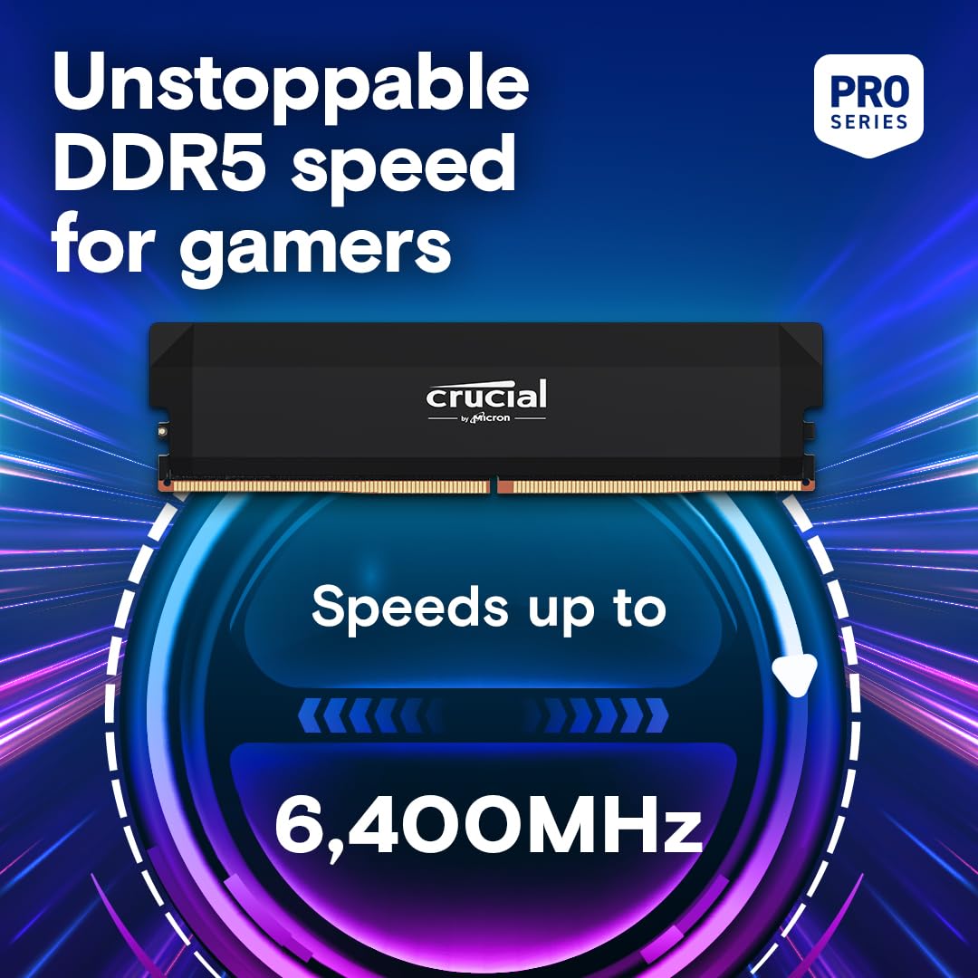 Foto 3 pulgar | Kit Ddr5 Ram Crucial Pro De 64 Gb (2 X 32 Gb) Cl40 De 6000 Mhz, Color Negro - Venta Internacional.