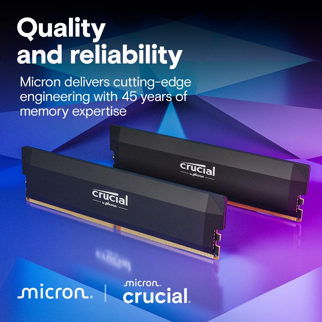 Foto 7 pulgar | Kit Ddr5 Ram Crucial Pro De 64 Gb (2 X 32 Gb) Cl40 De 6000 Mhz, Color Negro - Venta Internacional.
