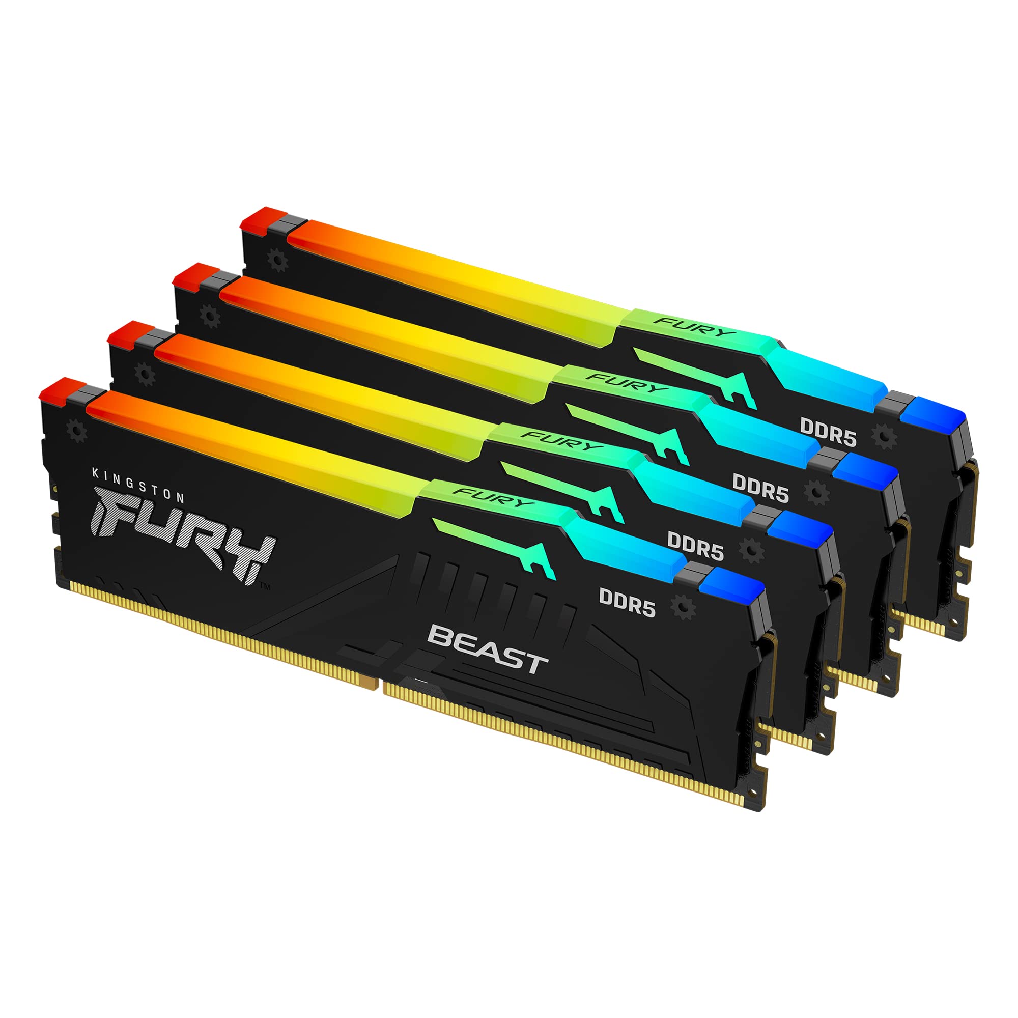 Memoria Kingston Fury Beast Rgb Negra De 128 Gb (4 X 32 Gb) Ddr5 - Venta Internacional.