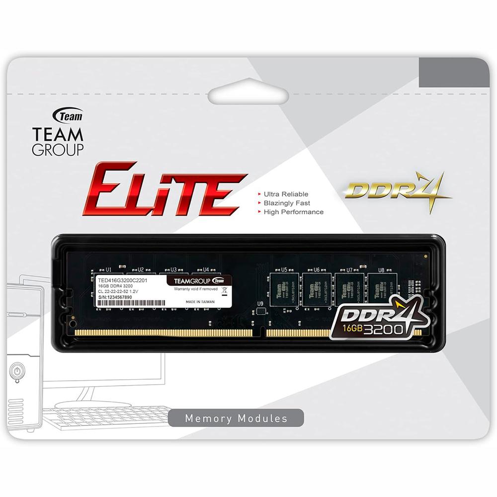 Foto 6 pulgar | Memoria Ram Ddr4 16gb 3200mhz Teamgroup Team Elite 1x16gb Negro Ted416g3200c2201memoria Ram Ddr4 16g