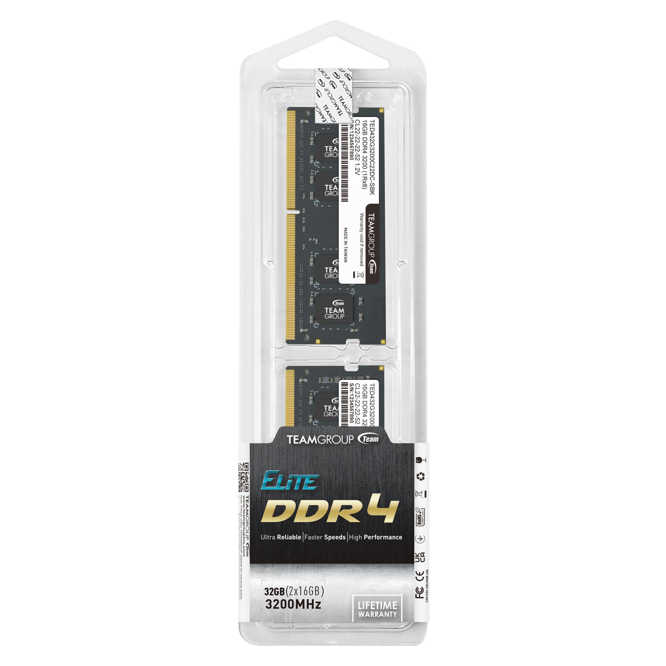 Foto 8 pulgar | Memoria Ram Teamgroup Elite Ddr4 De 32 Gb (2 X 16 Gb) A 3200 Mhz - Venta Internacional.