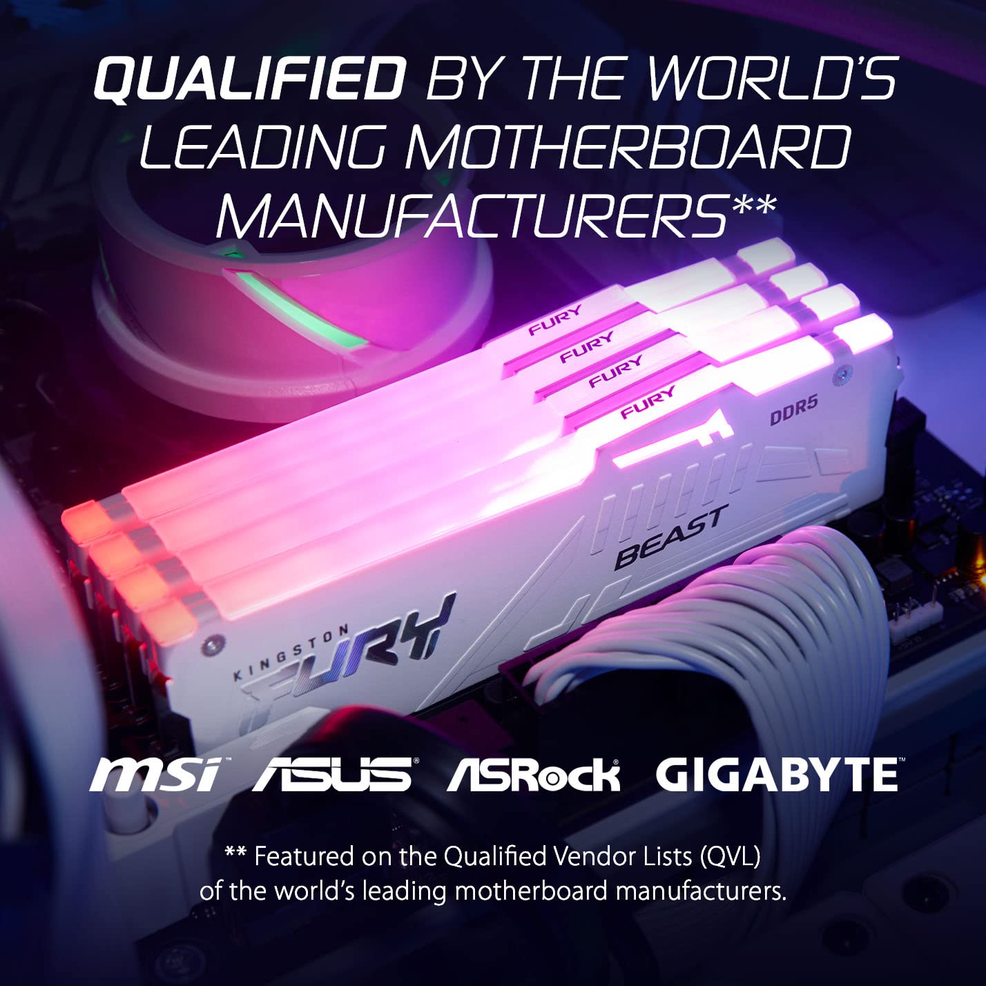 Foto 8 pulgar | Memoria Kingston Fury Beast Rgb Blanca Ddr5 De 128 Gb (4 X 32 Gb) - Venta Internacional.