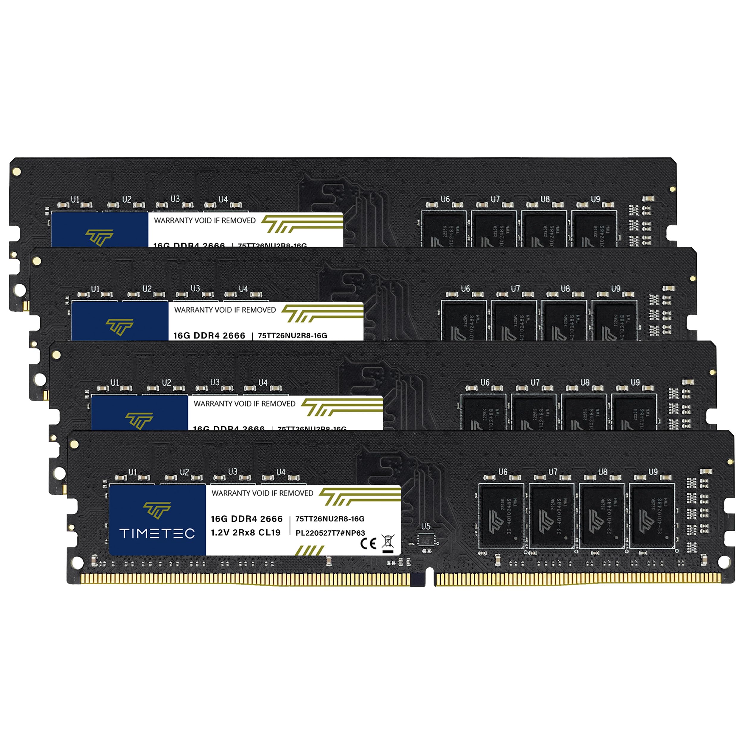 Foto 2 pulgar | Memoria Ram Timetec Kit De 64 Gb (4 X 16 Gb) Ddr4 2666 Mhz Para Escritorio - Venta Internacional.