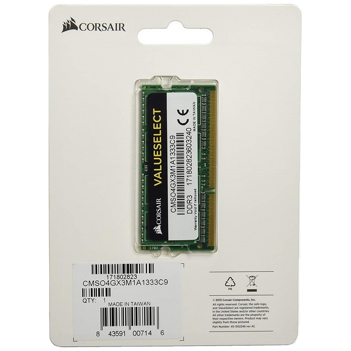 Foto 4 pulgar | Memoria Ram Ddr3 Sodimm Corsair 1333mhz 4gb Pc3-10600 Cmso4gx3m1a1333c9