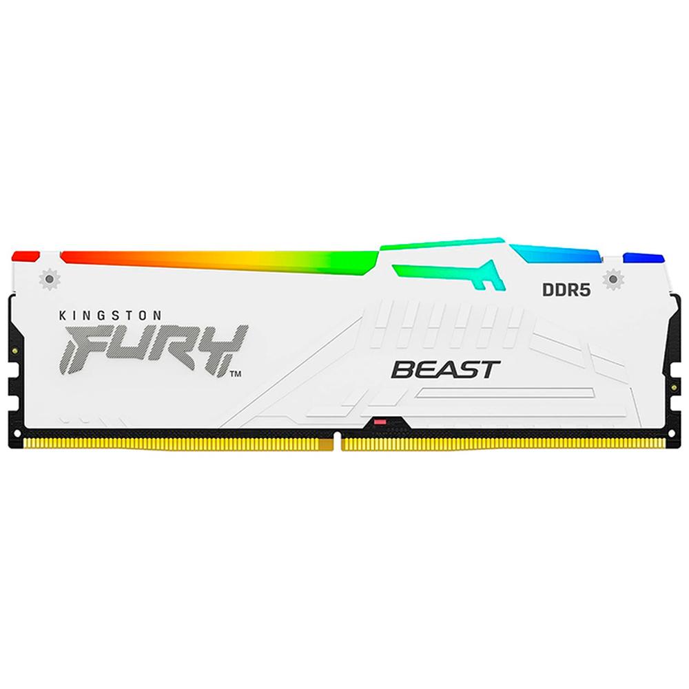 Foto 2 pulgar | Memoria Ram Ddr5 32gb 5200mt/s Kingston Fury Beast Rgb 1x32gb Blanco Kf552c36bwea-32