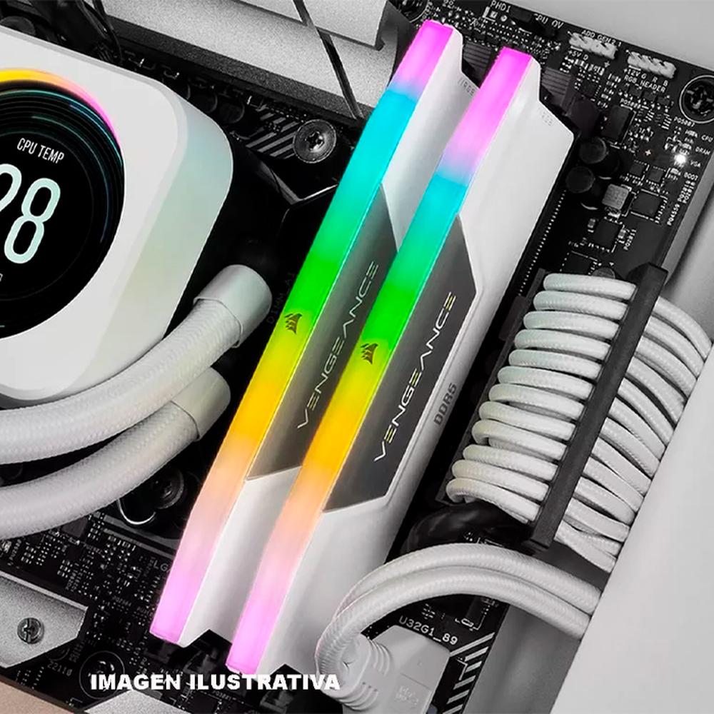 Foto 7 pulgar | Memoria RAM Ddr5 64gb 5200mt/s Corsair Vengeance RGB 2x32gb Blanco
