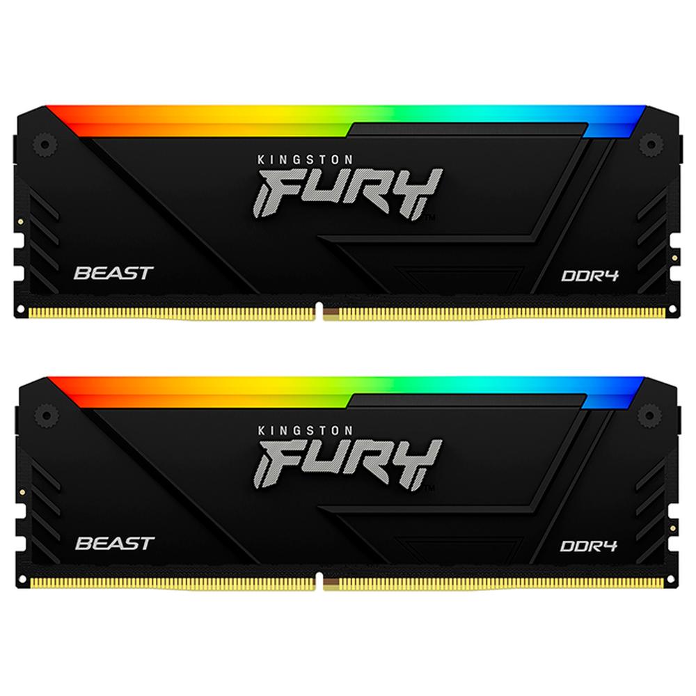 Foto 2 pulgar | Memoria Ram Ddr5 64gb 5200mt/s Kingston Fury Beast Rgb 2x32gb Kf552c36bbeak2-64 color Negro