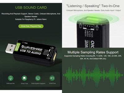 Foto 3 | Tarjeta De Sonido Usb Waveshare Para Raspberry Pi/jetson Nano - Venta Internacional.