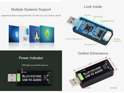 Foto 4 | Tarjeta De Sonido Usb Waveshare Para Raspberry Pi/jetson Nano - Venta Internacional.