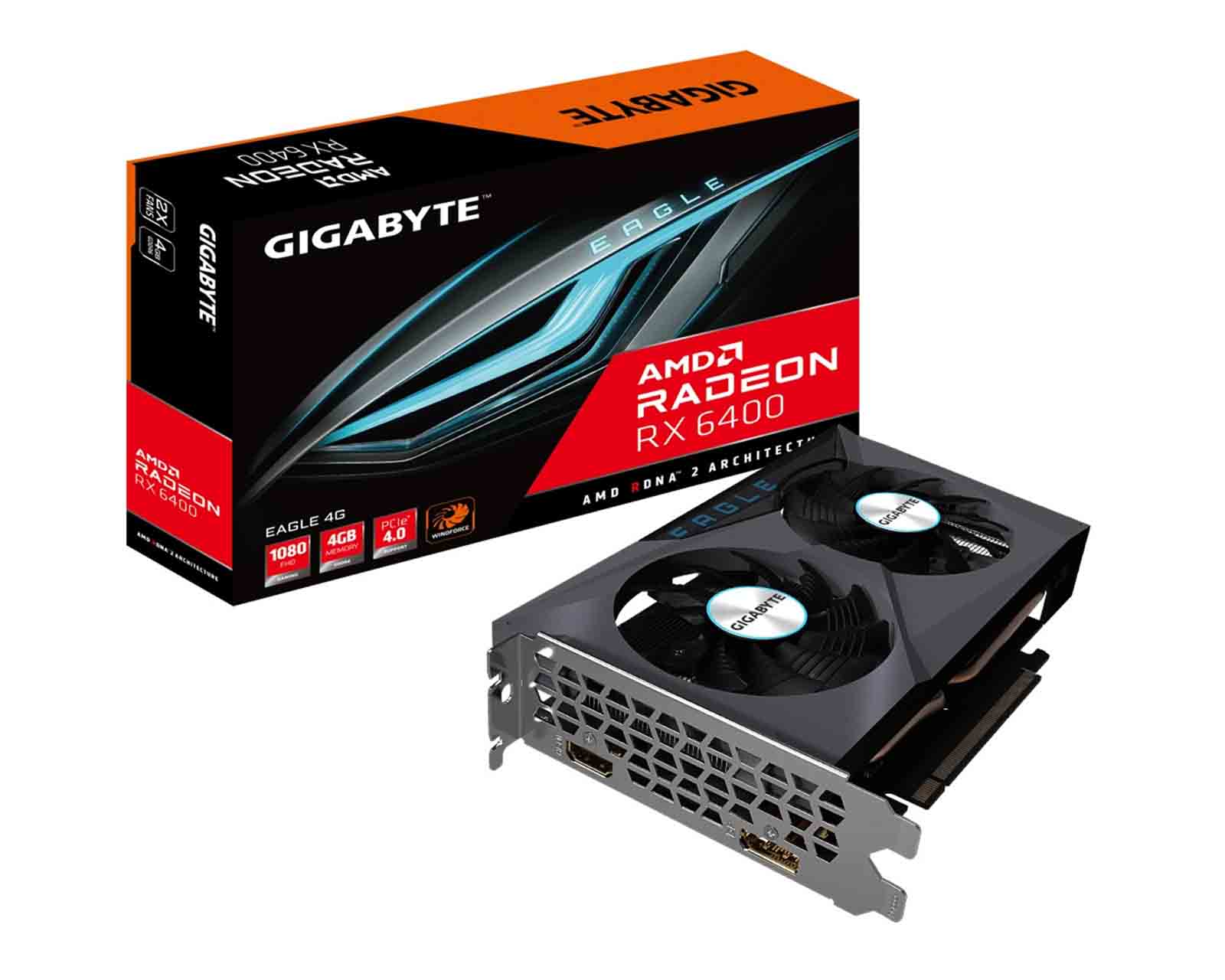 Tarjeta De Video Gigabyte Amd Radeon Rx 6400 Eagle 4g 4gb 64-bit Gddr6 Pci Express 4.0 $4,484
