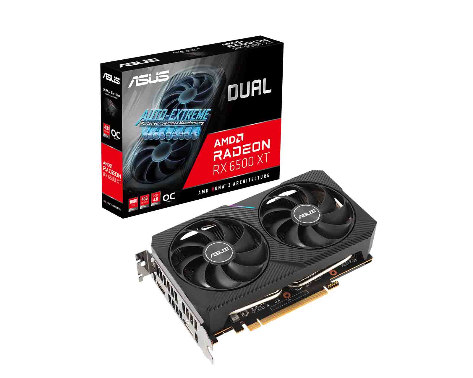 Foto 2 pulgar | Tarjeta Gráfica Asus Dual Amd Radeon Rx 6500 Xt Edición Oc, Dual-rx6500xt-o4g, 4gb Gddr6, Pcie 4.0