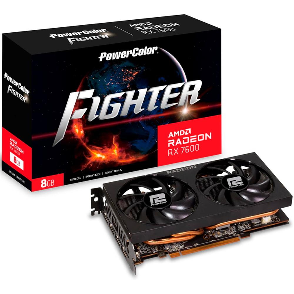 Foto 2 pulgar | Tarjeta de Video Power Color Fighter Radeon Rx 7600 8gb Gddr6 Rx7600 8g-f Negro