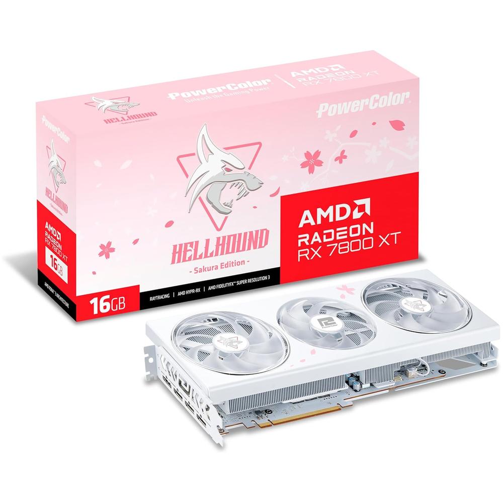 Tarjeta de Video Power Color Hellhound Sakura Radeon Rx 7800 Xt 16gb Gddr6 Rx7800xt 16g-l/oc/sakura