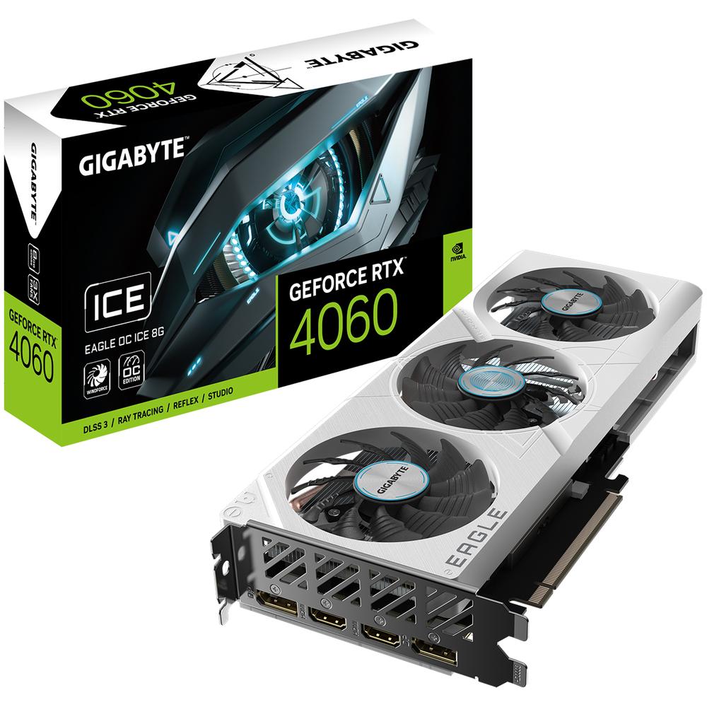 Foto 2 pulgar | Tarjeta De Video Gigabyte Nvidia Geforce Rtx 4060 Eagle Oc Ice 8g Gddr6 3 Fan Dlss 3 Pci Express 4.0 Blanco