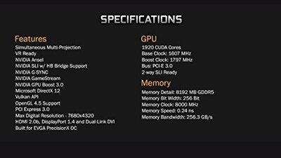 Foto 2 | Tarjeta Gráfica Evga Geforce Gtx 1070 Ftw Gaming Acx 3.0 8gb - Venta Internacional.