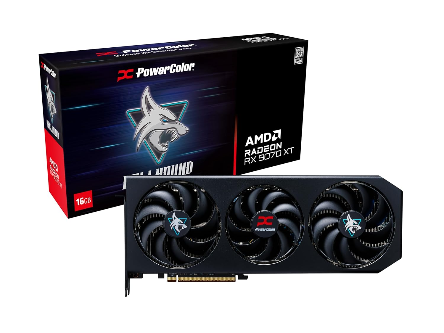 Tvideo Power Color Hellhound Black Rx9070xt Amd Oc 16gb Gdrr6 Hdmi Dp Rx9070xt 16g-l/ Oc