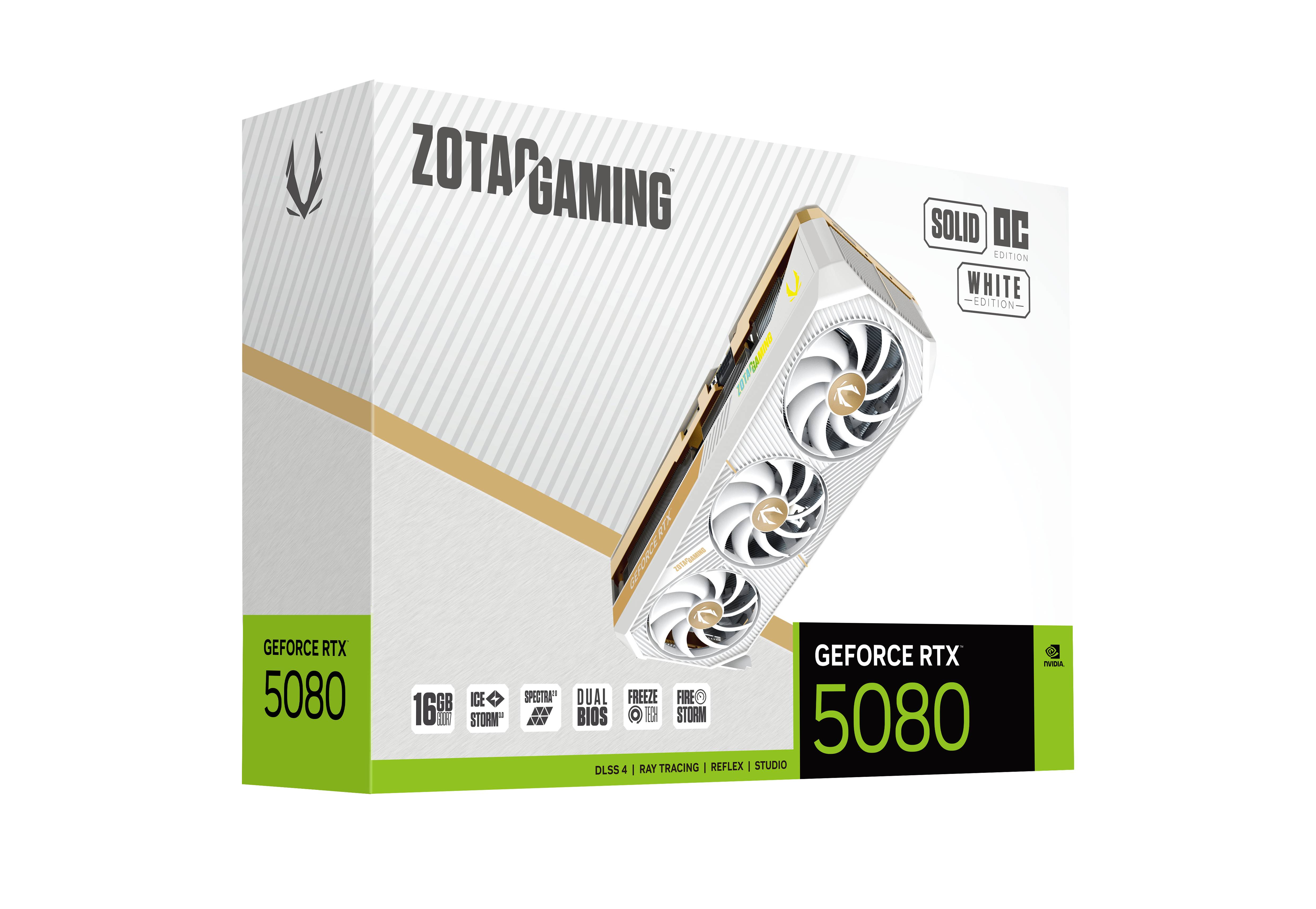 Foto 2 pulgar | Tarjeta De Video Zotac Gaming Geforce Rtx 5080 Solid Oc Withe  Edition 16gb Ddr7 256 Bits Blanco