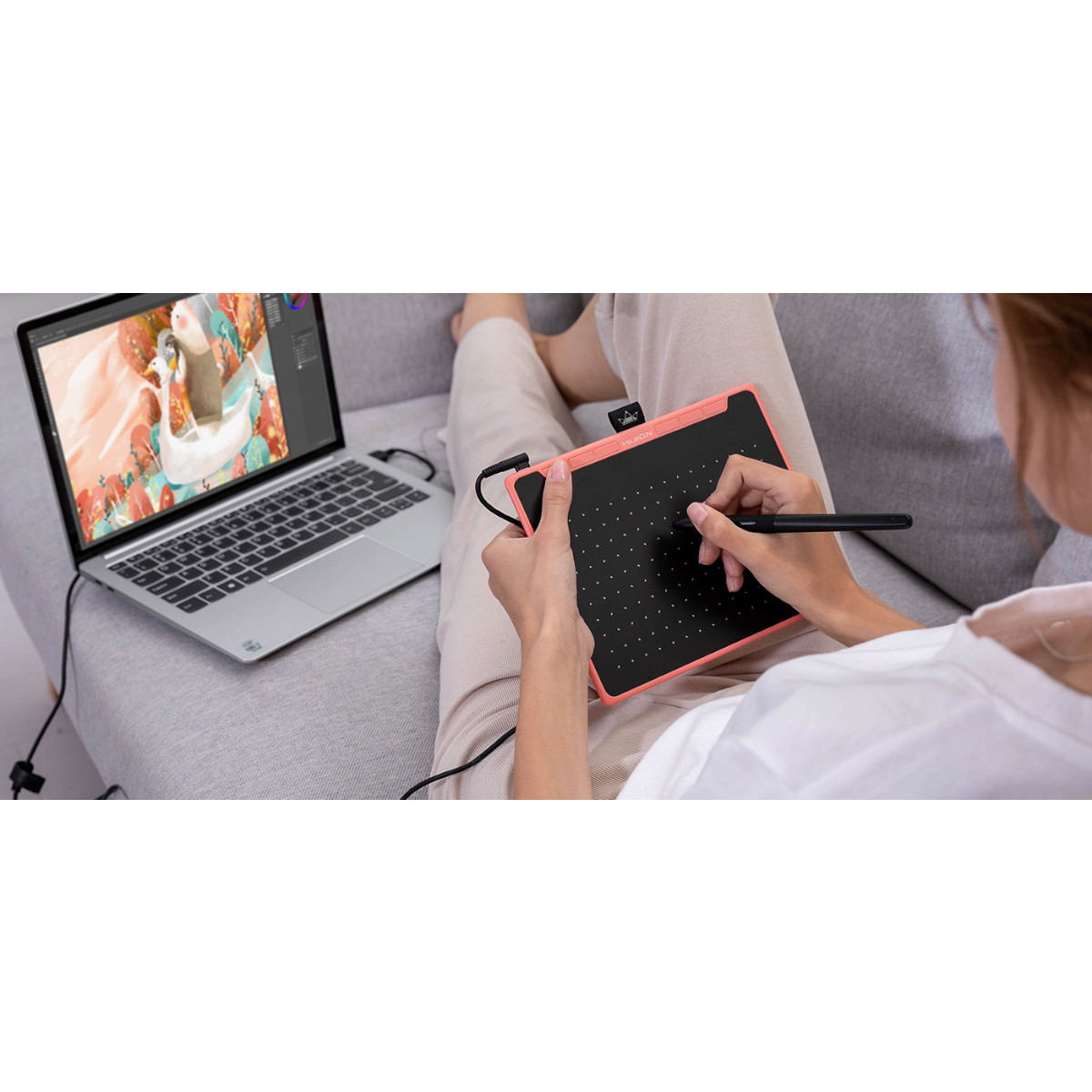 Foto 3 | Tableta Digitalizadora Huion Inspiroy Rts-300 Rosa