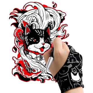 Foto 2 | Guante De Dibujo Xp-pen Xppen Digital Con Dos Dedos, Bonito Estampado De Gato - Venta Internacional.