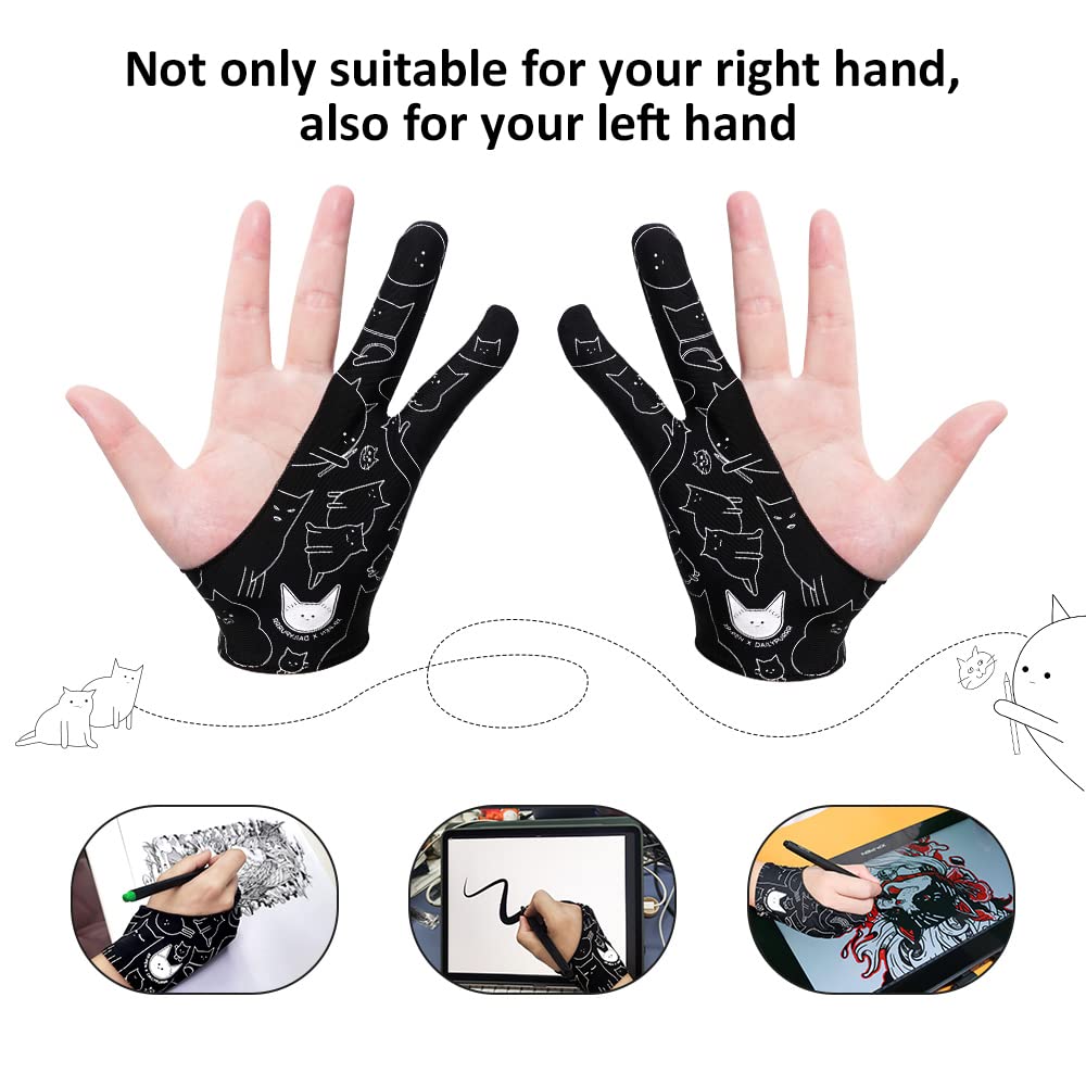 Foto 4 pulgar | Guante De Dibujo Xp-pen Xppen Digital Con Dos Dedos, Bonito Estampado De Gato - Venta Internacional.