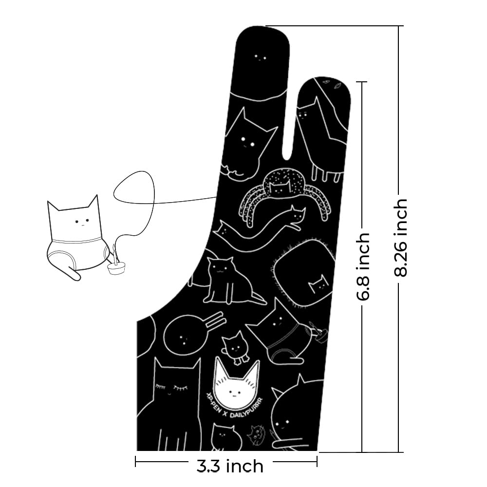 Foto 5 pulgar | Guante De Dibujo Xp-pen Xppen Digital Con Dos Dedos, Bonito Estampado De Gato - Venta Internacional.