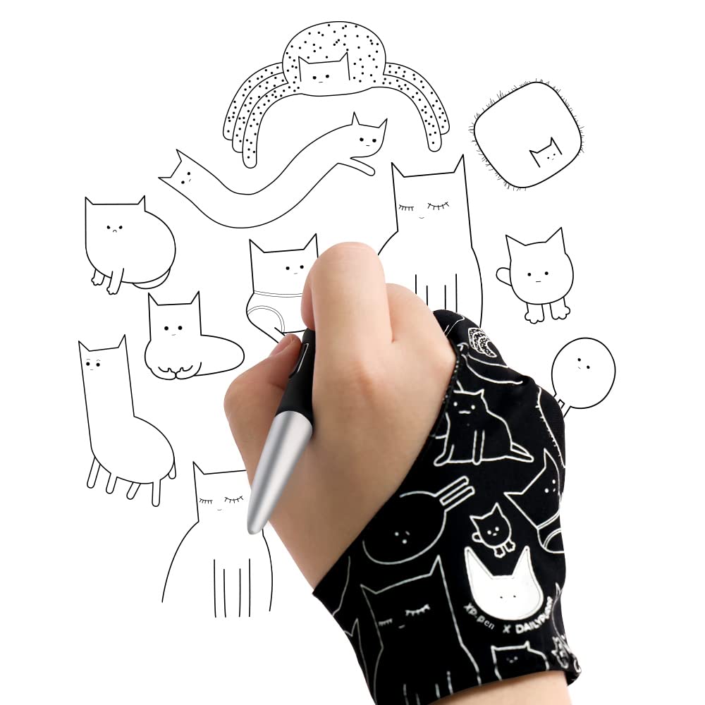 Foto 6 pulgar | Guante De Dibujo Xp-pen Xppen Digital Con Dos Dedos, Bonito Estampado De Gato - Venta Internacional.