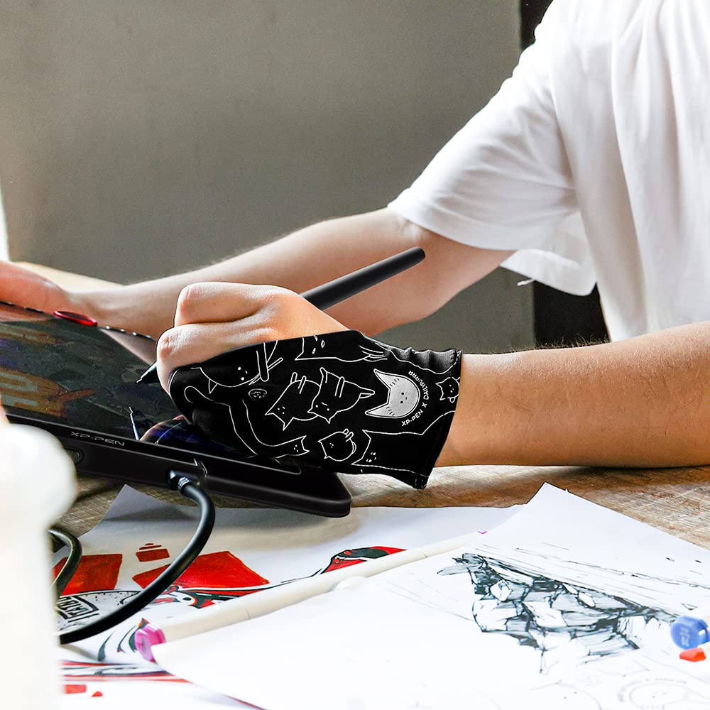 Foto 6 | Guante De Dibujo Xp-pen Xppen Digital Con Dos Dedos, Bonito Estampado De Gato - Venta Internacional.