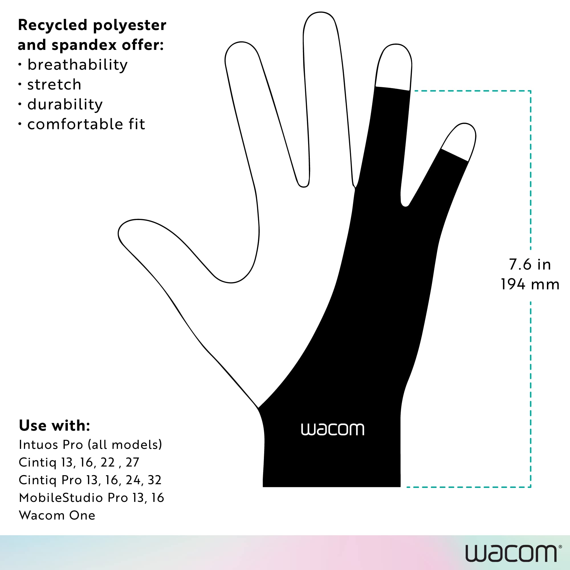 Foto 7 | Guante De Dibujo Wacom Two-finger Para Tableta De Dibujo, Color Negro - Venta Internacional.
