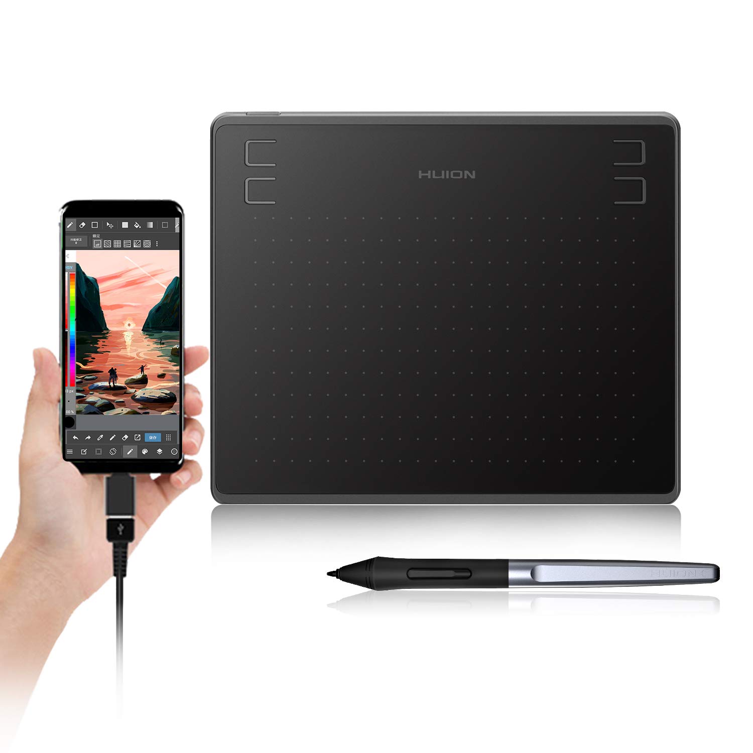 Foto 2 pulgar | Tableta Gráfica Huion Hs64 Con Lápiz Óptico 8192 Sin Batería