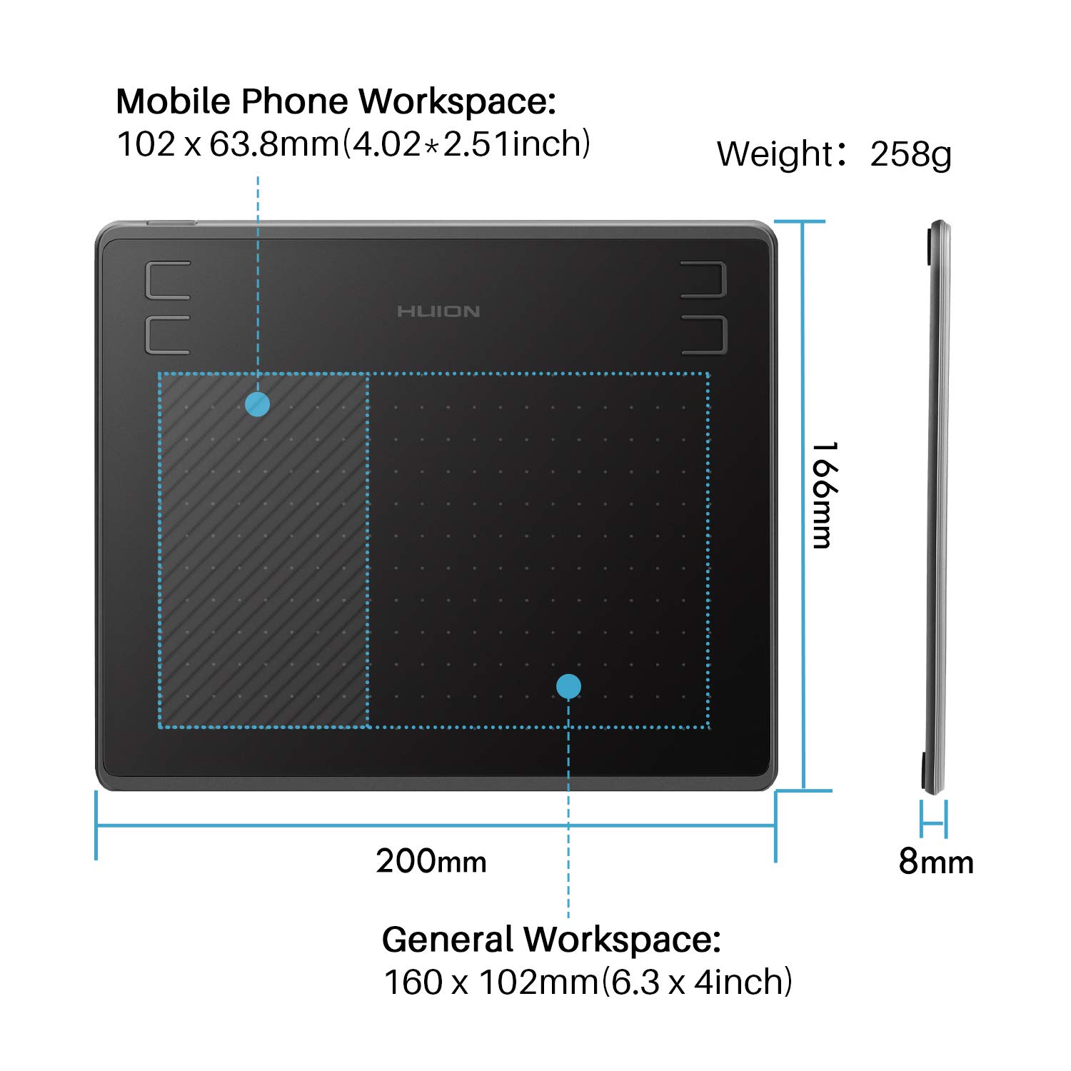 Foto 5 pulgar | Tableta Gráfica Huion Hs64 Con Lápiz Óptico 8192 Sin Batería