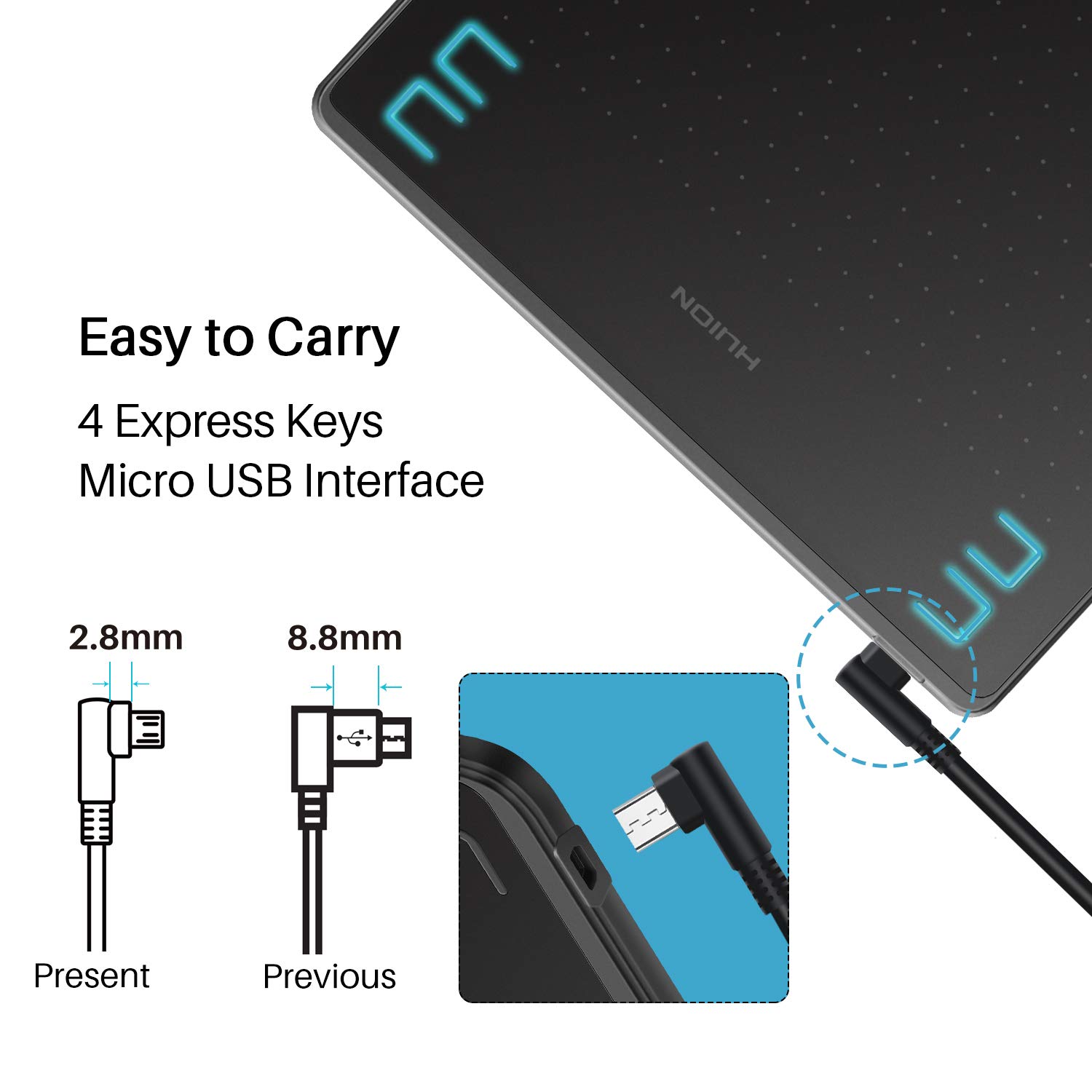 Foto 6 pulgar | Tableta Gráfica Huion Hs64 Con Lápiz Óptico 8192 Sin Batería