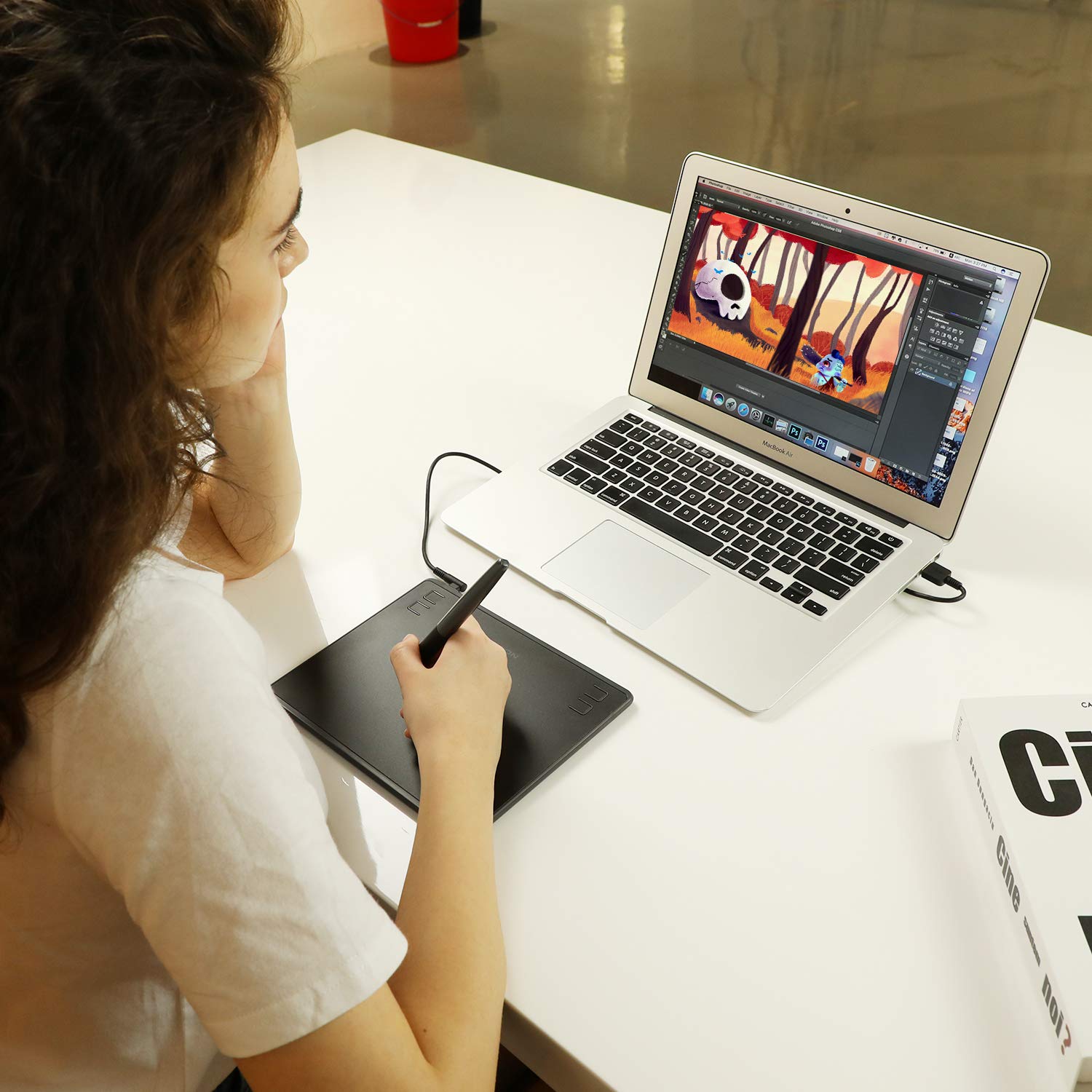 Foto 7 pulgar | Tableta Gráfica Huion Hs64 Con Lápiz Óptico 8192 Sin Batería