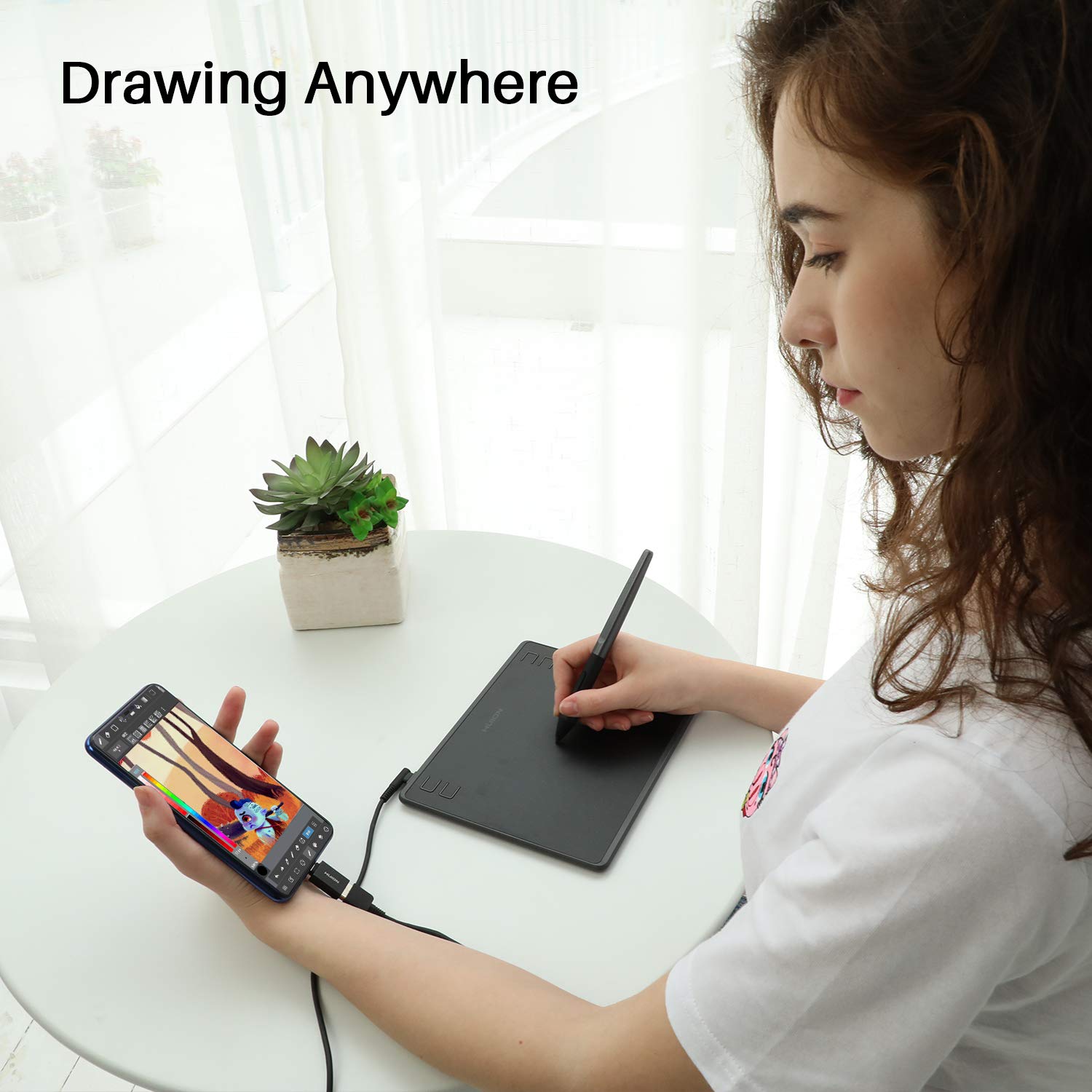 Foto 7 | Tableta Gráfica Huion Hs64 Con Lápiz Óptico 8192 Sin Batería