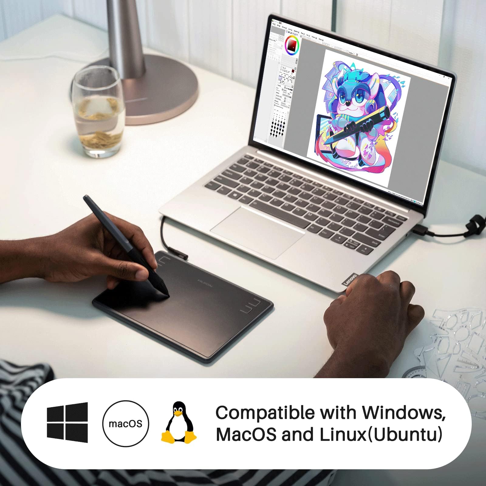 Foto 3 pulgar | Tableta Gráfica Huion Inspiroy H430p Osu Con Guante Y Lápiz Capacitivo