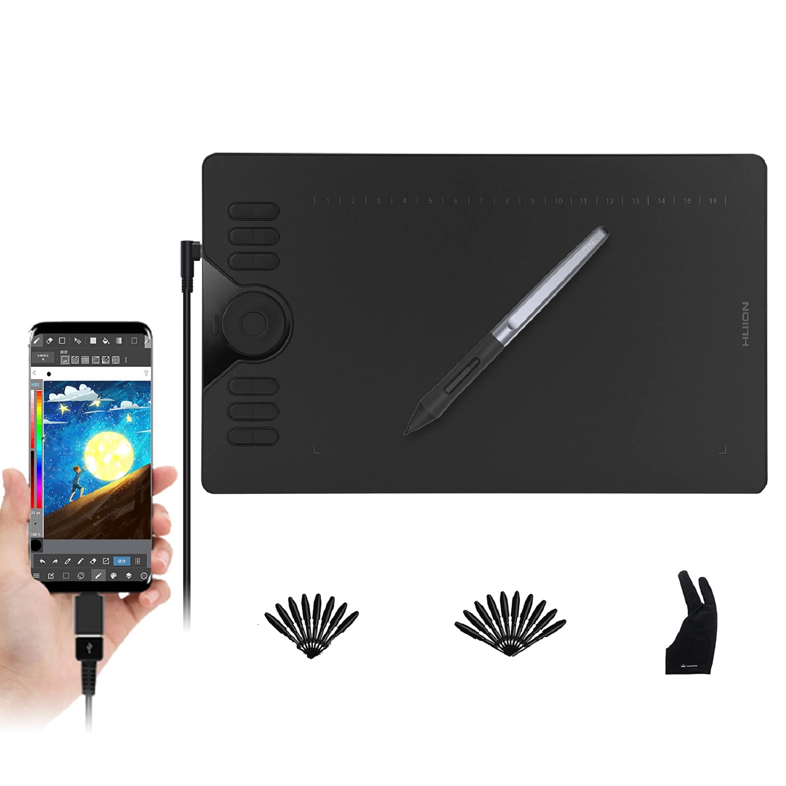 Foto 2 pulgar | Tableta De Dibujo Gráfico Huion Hs610 De 10 X 6,25 Pulgadas Con Lápiz