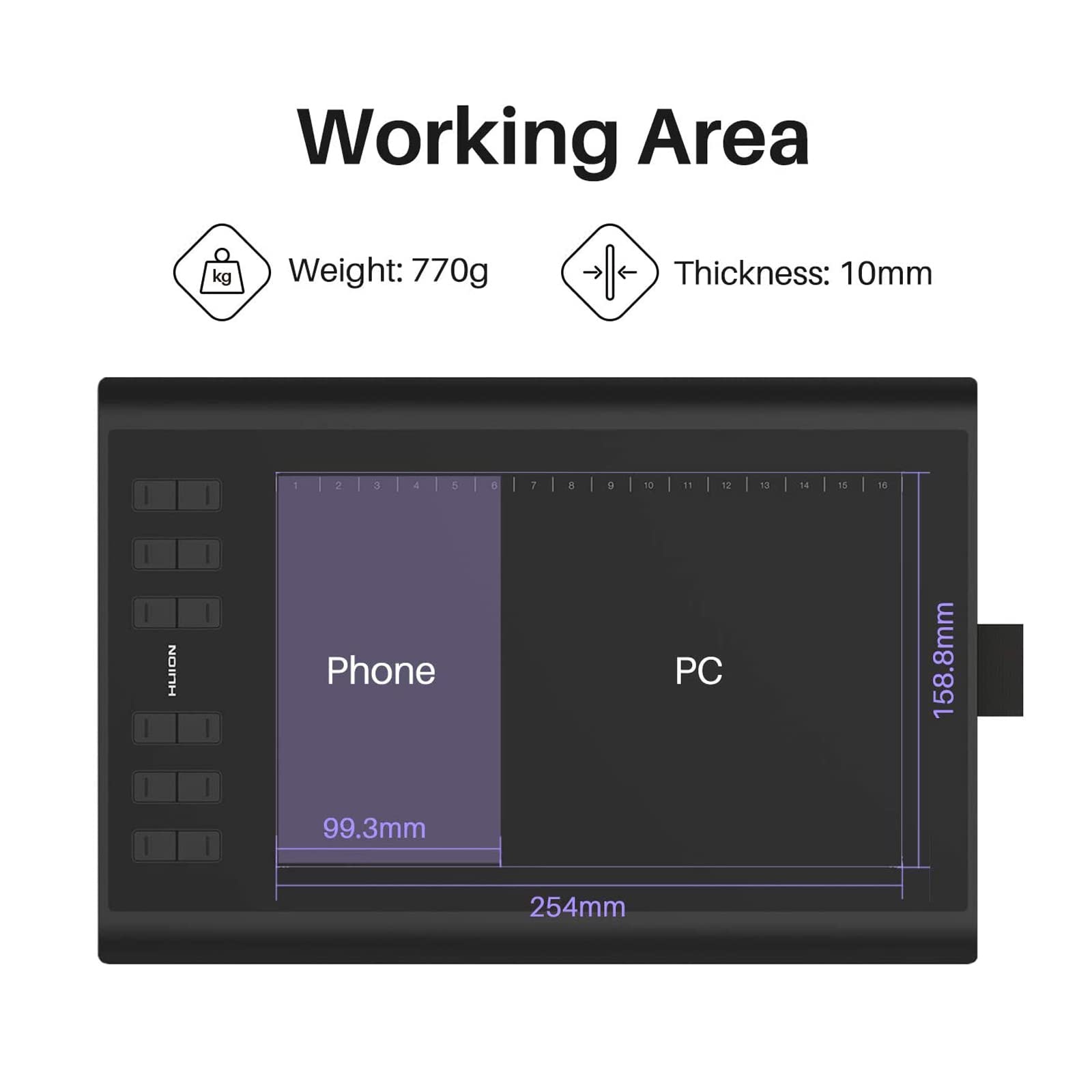 Foto 4 | Tableta De Dibujo Gráfico Huion Inspiroy H1060p 8192 Levels - Venta Internacional.