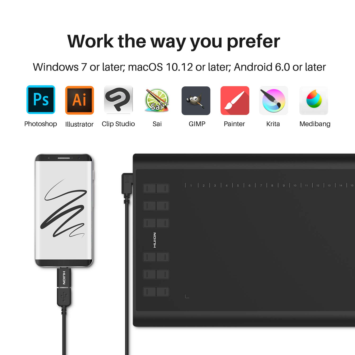 Foto 5 | Tableta De Dibujo Gráfico Huion Inspiroy H1060p 8192 Levels - Venta Internacional.