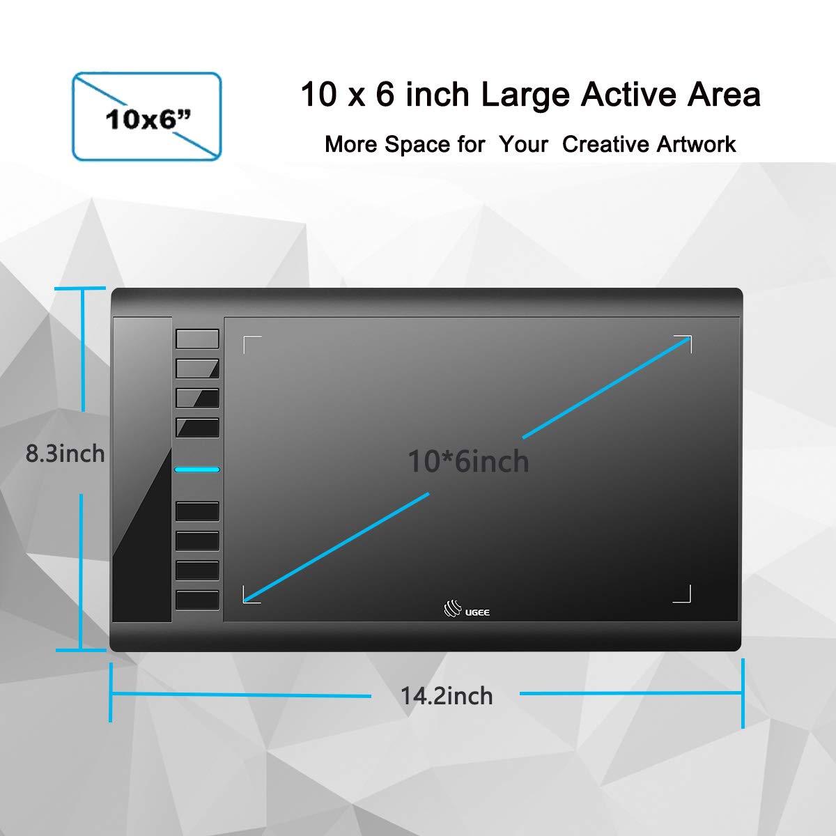 Foto 2 | Tableta Gráfica De Dibujo Ugee M708 De 25,4 X 15,24 Cm Con 8 Teclas De Acceso Rápido - Venta Internacional.