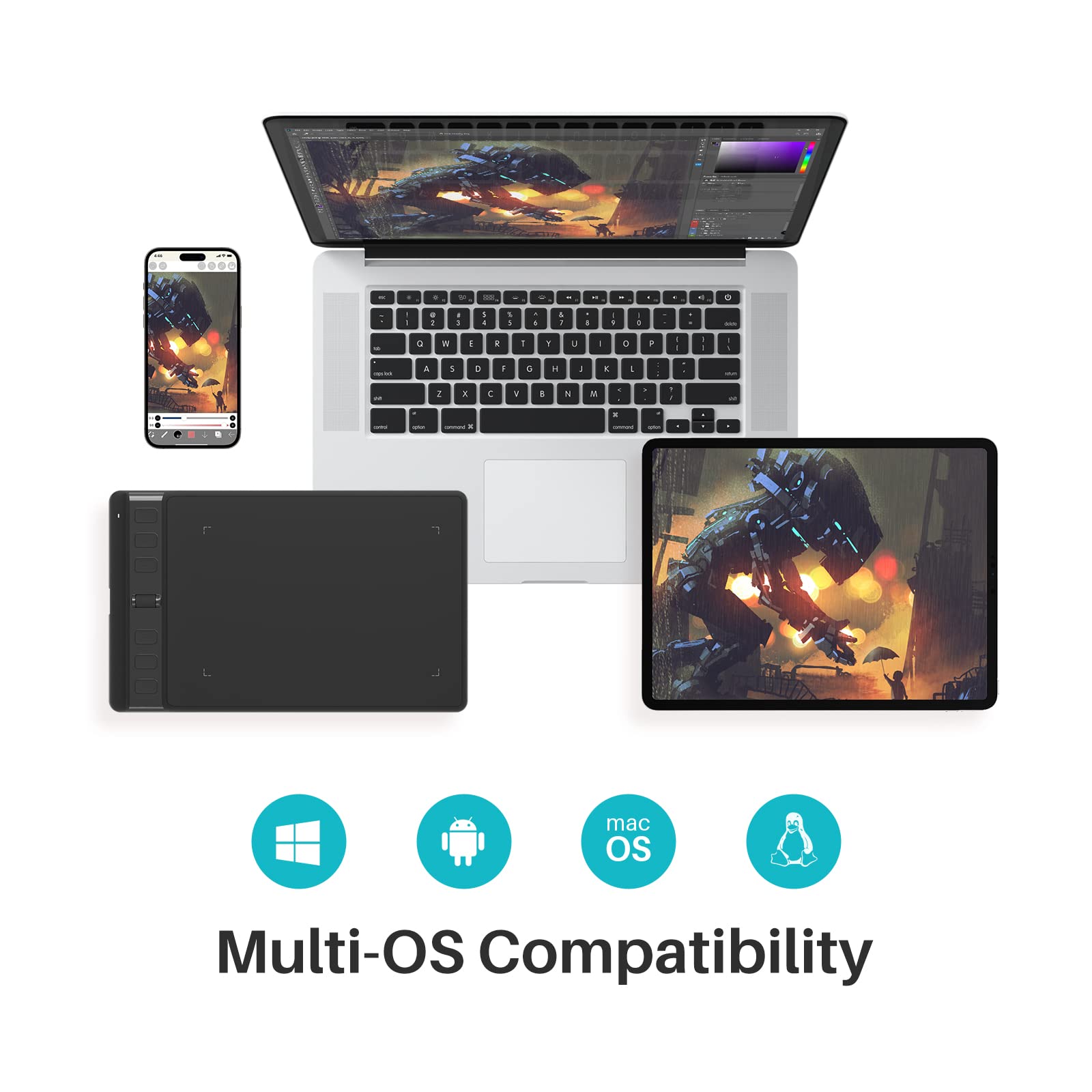 Foto 5 | Tableta De Dibujo Huion Inspiroy 2 Pequeña Con Lápiz Capacitivo Para Pc Y Android - Venta Internacional.