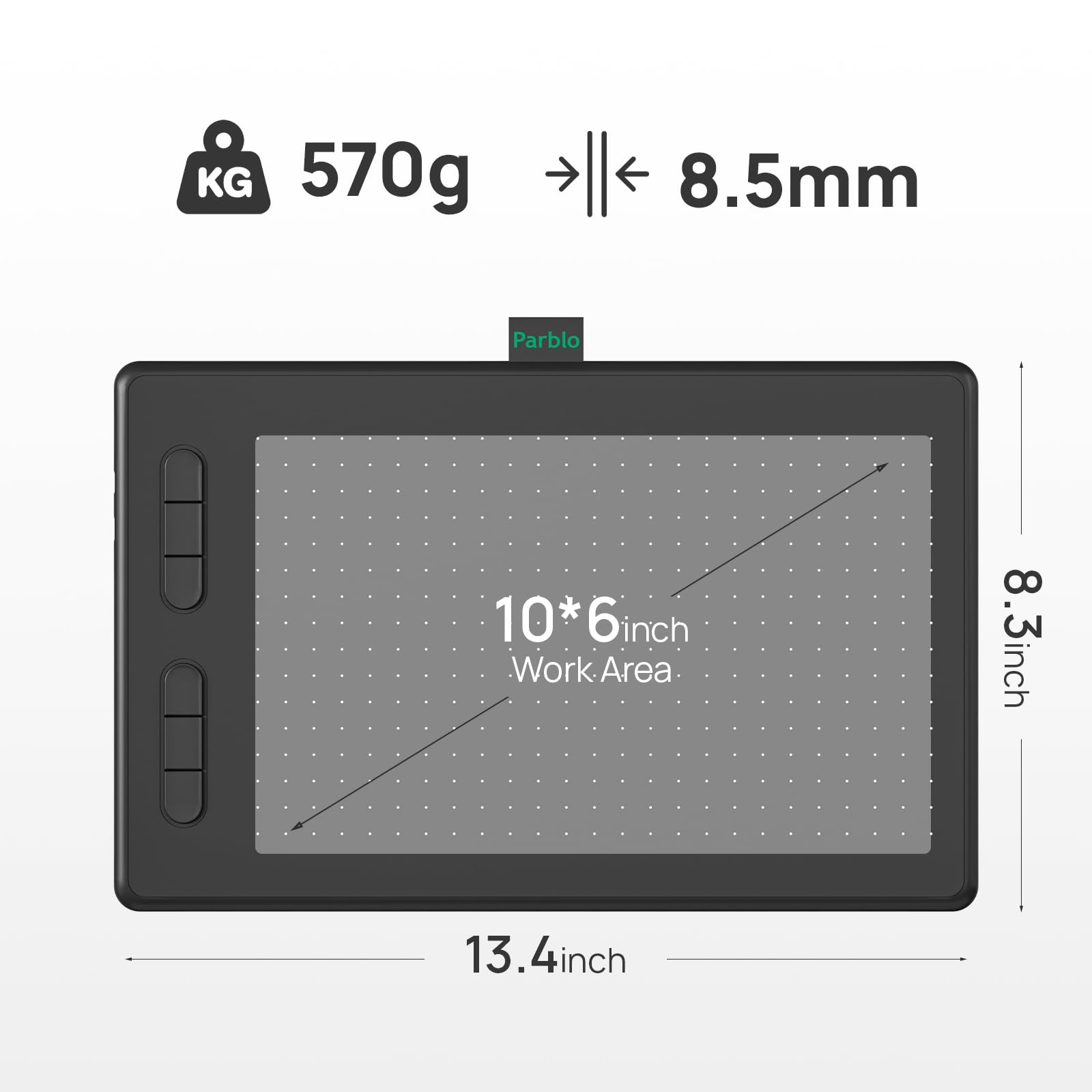 Foto 7 | Tableta De Dibujo Parblo N10b De 10 X 6 Pulgadas Con Lápiz Sin Batería P08 - Venta Internacional.