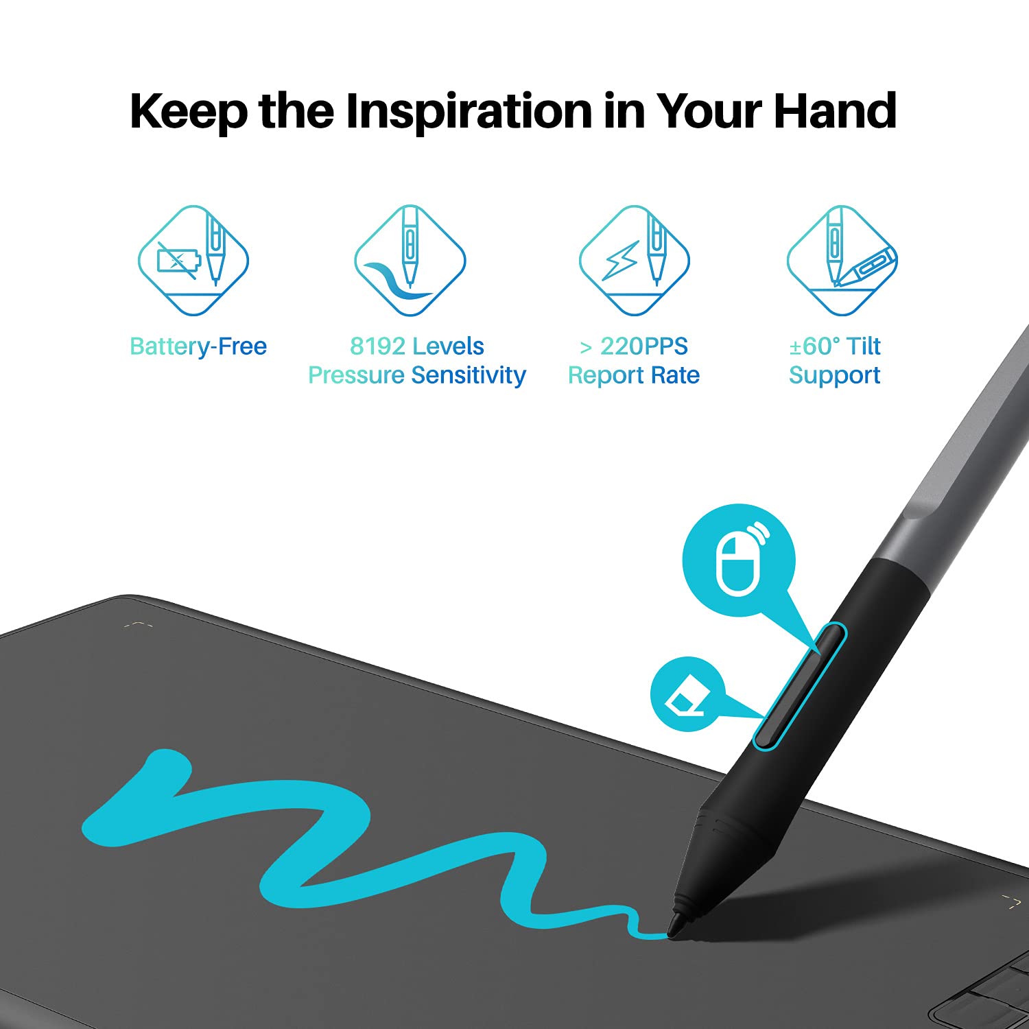 Foto 5 | Tableta De Dibujo Huion Inspiroy H610x De 25 X 15 Cm De Gran Superficie - Venta Internacional.