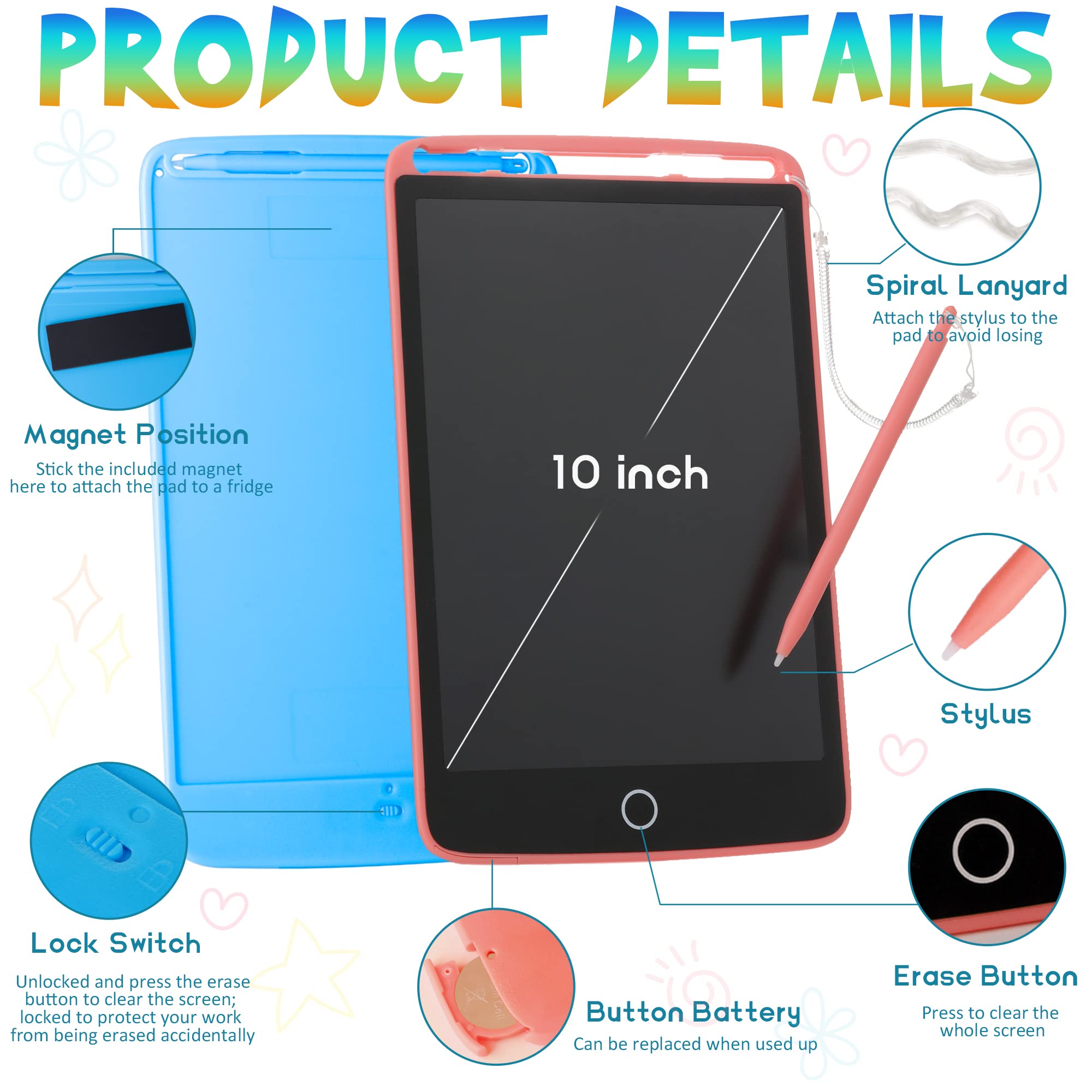 Foto 5 | Tableta de Escritura Lcd Kidwill Doodle Scribbler de 10" Paquete de 2 - Venta Internacional