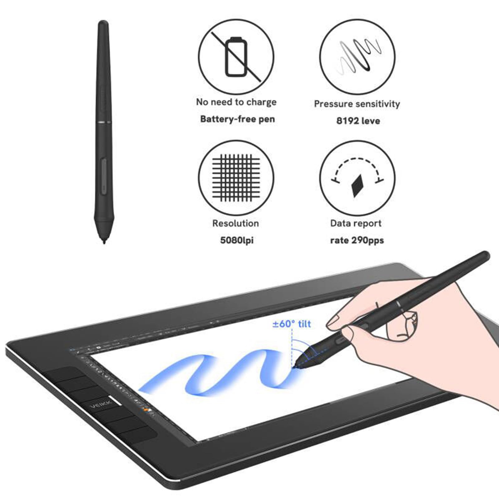 Foto 6 pulgar | Tableta De Dibujo Veikk Vk1200v2 Full Hd De 11.6 Pulgadas Con Lápiz Capacitivo - Venta Internacional.